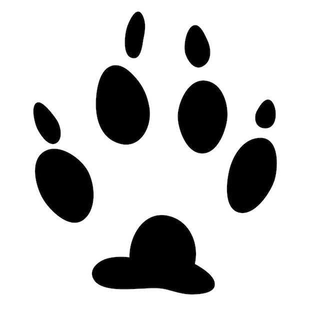 Silueta de logotipo de icono negro de pista de perro aislado sobre fondo blanco