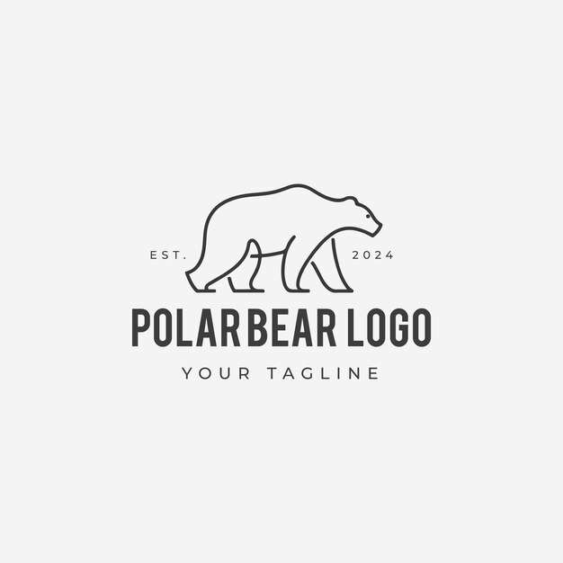 La silueta del logotipo del oso polar estilo artístico de una sola línea