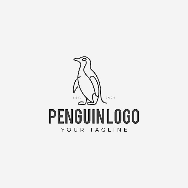 Silueta del logotipo del pingüino estilo artístico de una sola línea