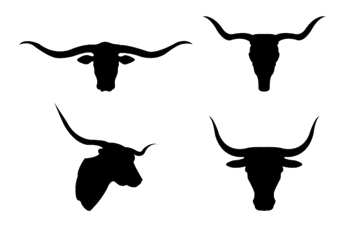 Vector silueta del logotipo de vector texas longhorn head bull head
