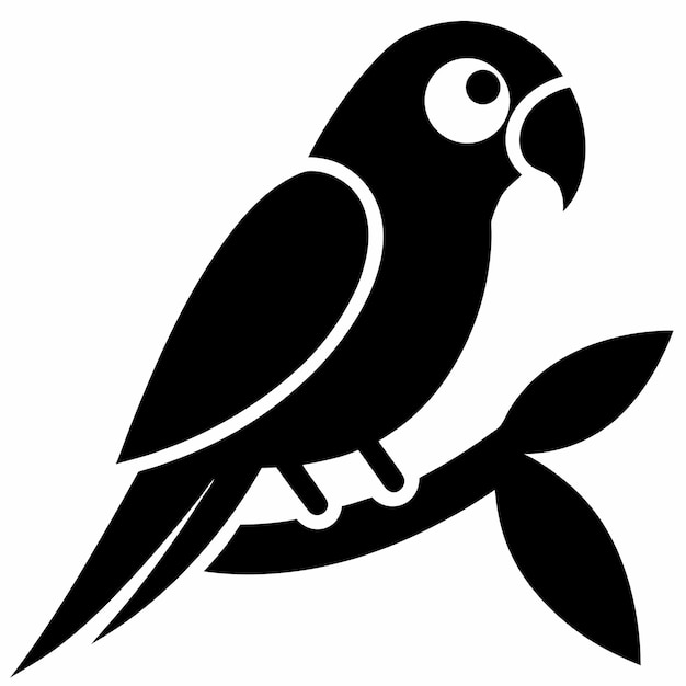 Silueta de un loro encaramado en una rama