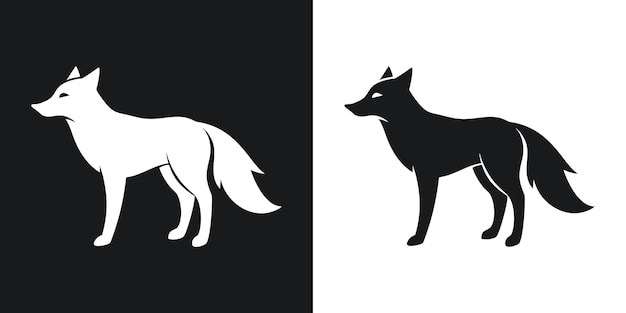 Silueta de un majestuoso zorro expuesto con fondos contrastantes en blanco y negro