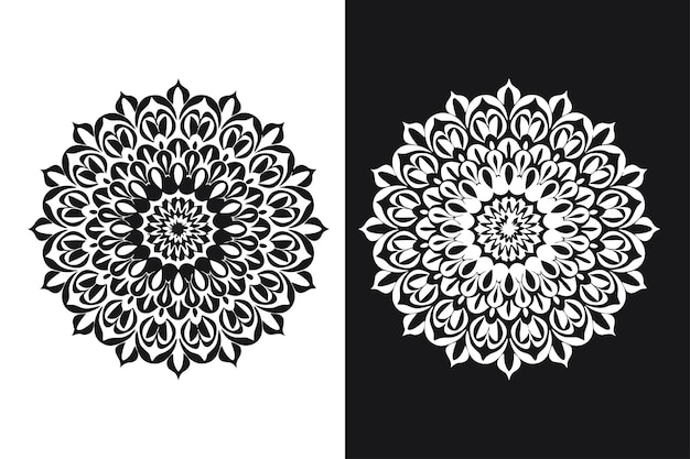 Silueta de mandala floral Ilustración de arte vectorial