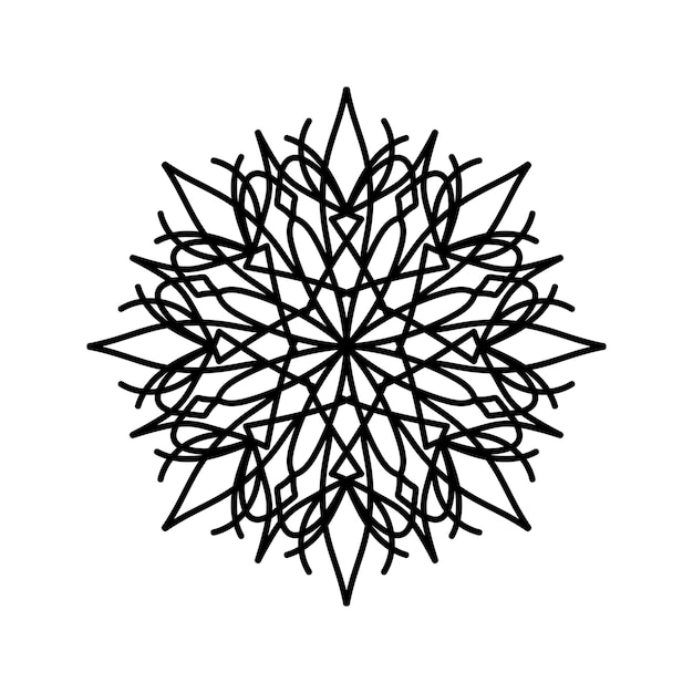 Silueta de mandala lineal para libro de colorear para adultos Forma geométrica de la flor Contorno floral redondo oriental