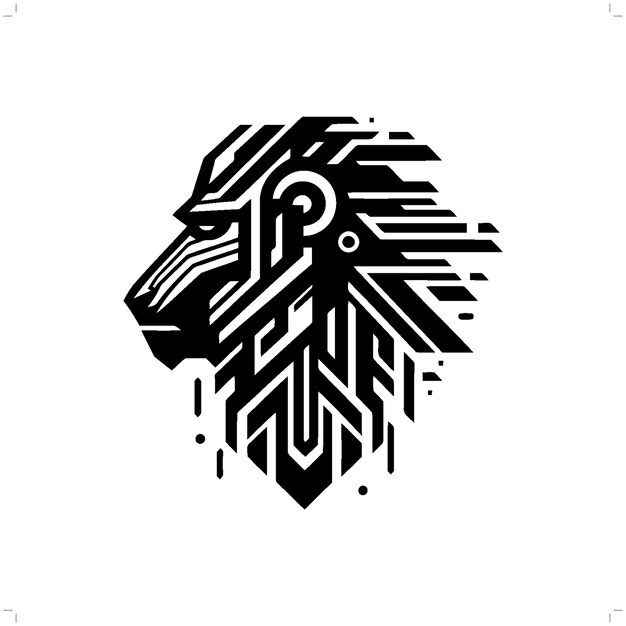 silueta de mandril de babuino en la ilustración futurista moderna del ciberpunk animal