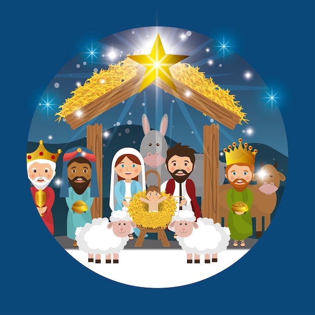 silueta manger feliz navidad diseño