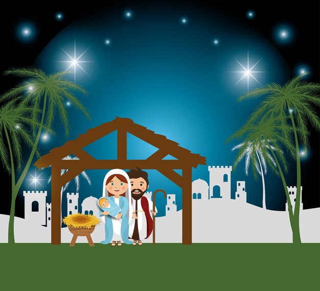 silueta manger feliz navidad diseño