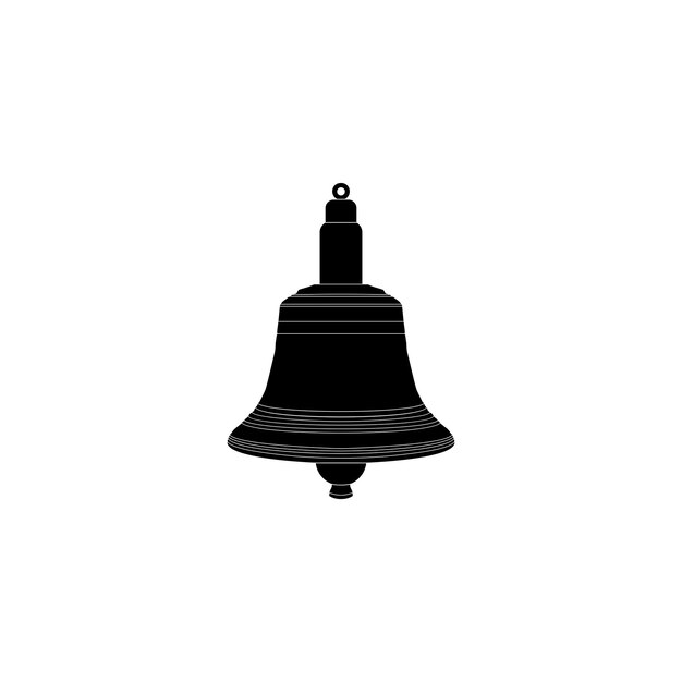 Silueta de la mano que suena la campana de estilo plano