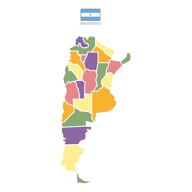 Vector silueta y mapa de argentina coloreado