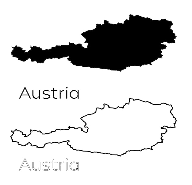 Vector silueta de mapa de austria