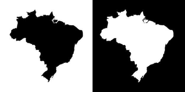 Silueta del mapa de Brasil Ilustración vectorial conceptual en blanco y negro