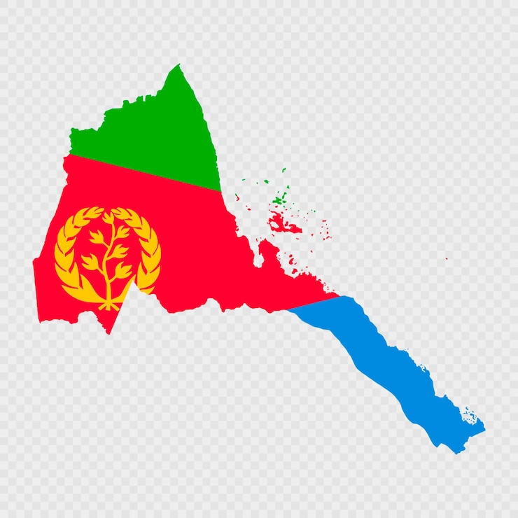 Vector silueta del mapa de eritrea con la bandera
