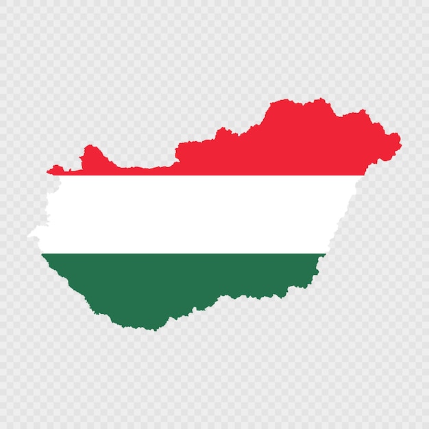 Silueta del mapa de Hungría con bandera