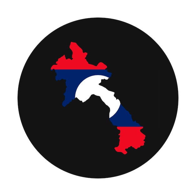 Silueta de mapa de laos con bandera sobre fondo negro