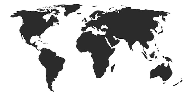 La silueta del mapa del mundo en negro