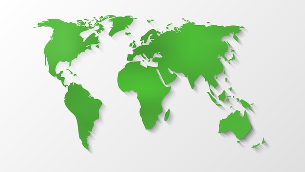 Vector silueta de mapa del mundo verde