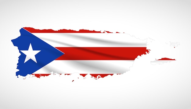 Silueta del mapa de Puerto Rico con el diseño de la bandera nacional