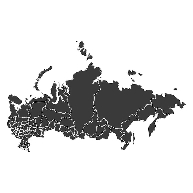 Silueta de mapa de Rusia de alta calidad con límites del Distrito Federal
