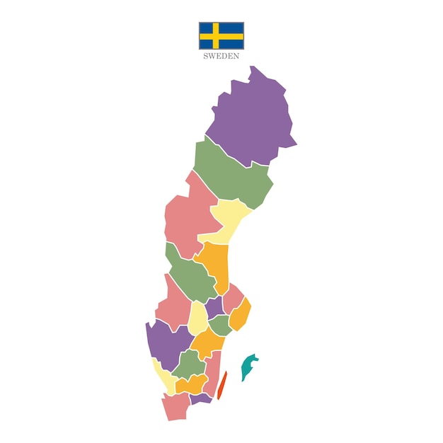 Silueta y mapa de Suecia coloreado