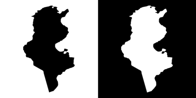 Silueta del mapa de Túnez Ilustración vectorial conceptual en blanco y negro