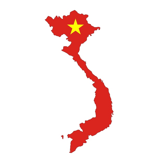 Vector silueta de mapa de vietnam con bandera aislado sobre fondo blanco