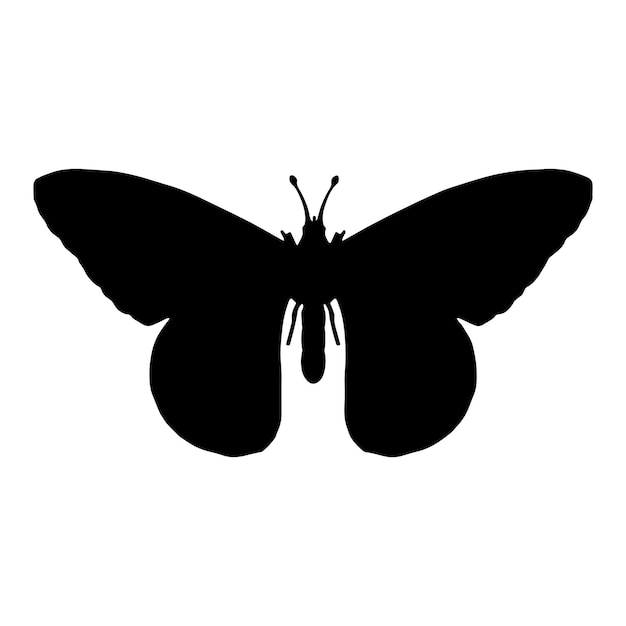 Silueta de mariposa aislada en negro sobre fondo blanco ilustración vectorial