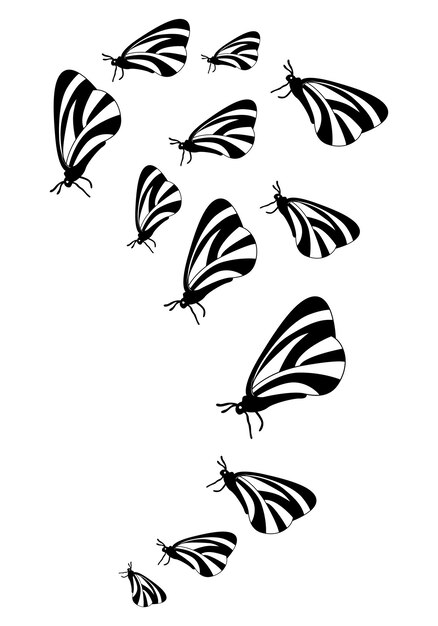 Silueta de mariposa clipart vector aislado sobre fondo blanco