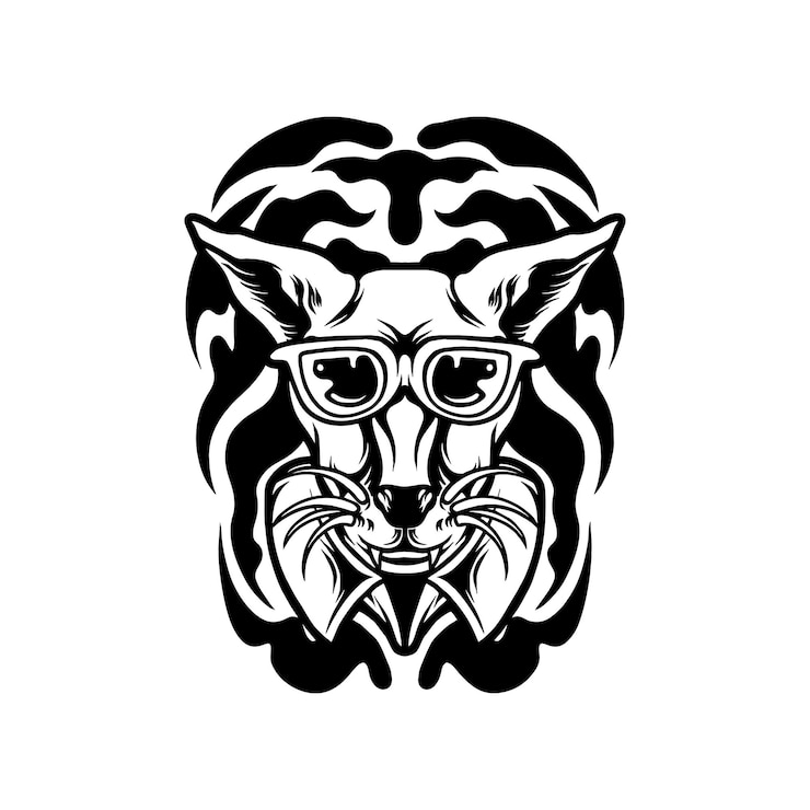 Vector silueta de mascota de dibujos animados de gato funky