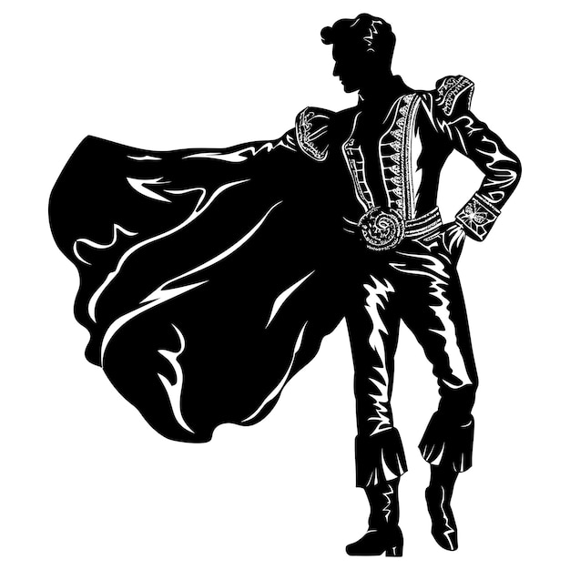 Vector silueta matador color negro sólo cuerpo completo