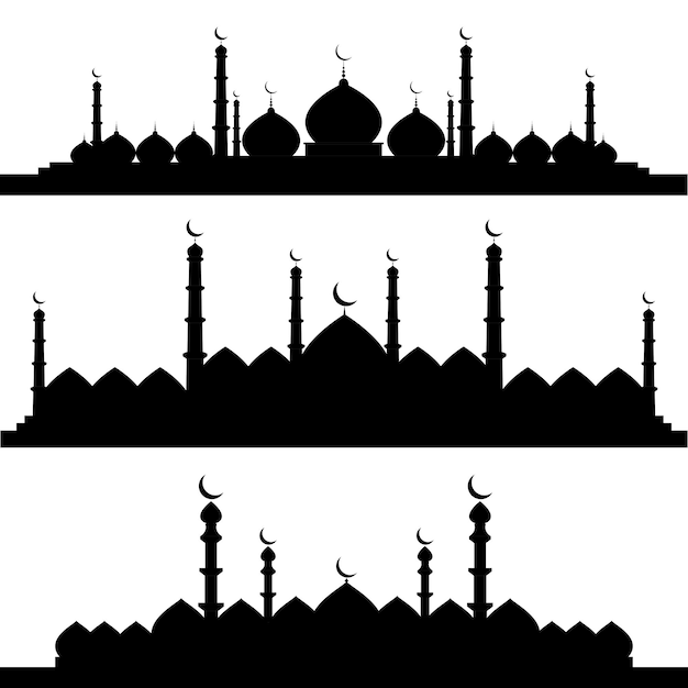 silueta de la mezquita conjunto de vector de la mezquina