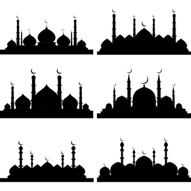 Silueta de la mezquita conjunto de vector de la mezquina