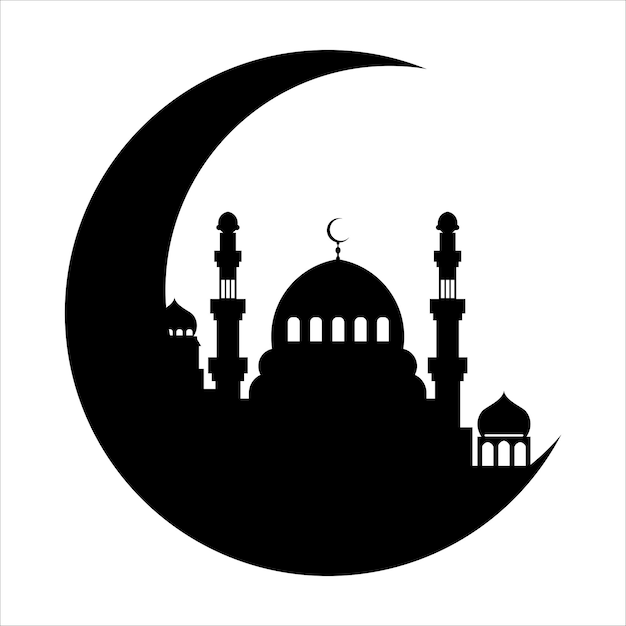 La silueta de la mezquita es perfecta para el diseño de las mezquitas. La silueta del icono de Ramadán.