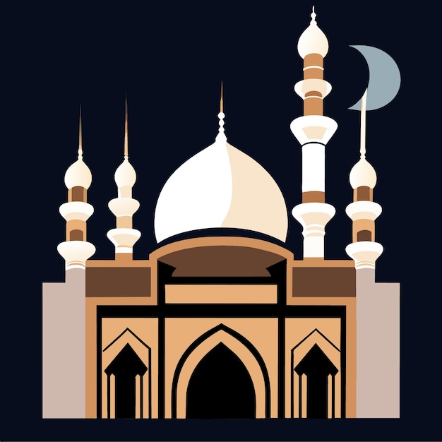 Silueta de mezquita vectorial en estilo ornamentado