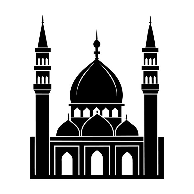 Una silueta de minarete de mezquita negra para el Eid Mubarak