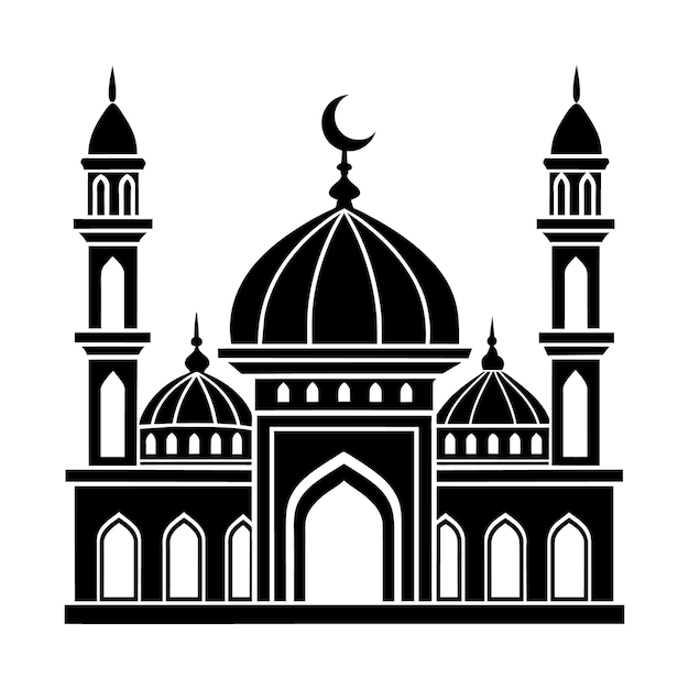 Una silueta de minarete de mezquita negra para el Eid Mubarak