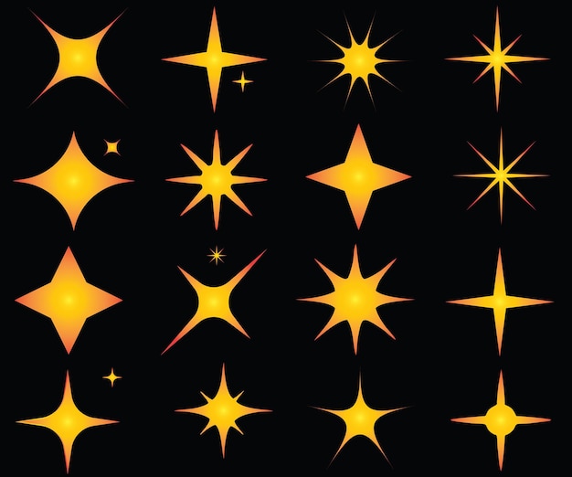 Silueta minimalista icono de estrellas brillantes símbolos de forma de estrella elementos geométricos modernos