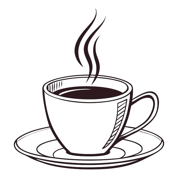 Silueta minimalista de taza de café con vapor creciente