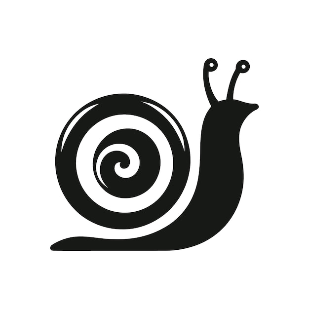 Silueta de molusco minimalista del logotipo del símbolo del caracol en fondo blanco