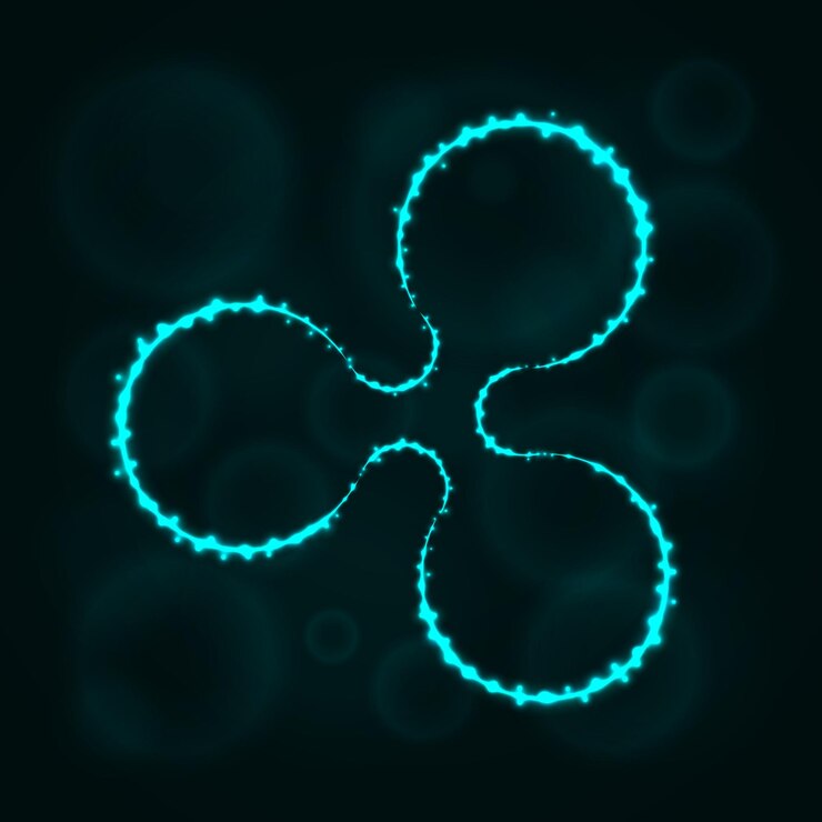 Vector silueta de moneda digital ondulada de luces