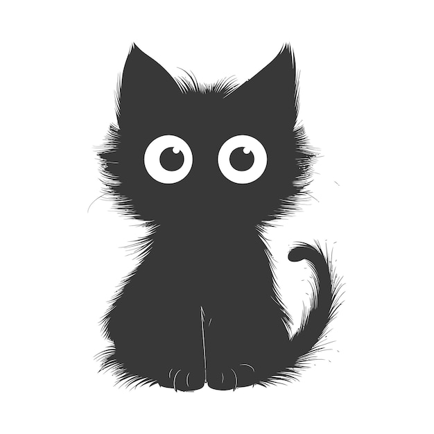 Vector silueta monstruo gato lindo color negro sólo todo el cuerpo