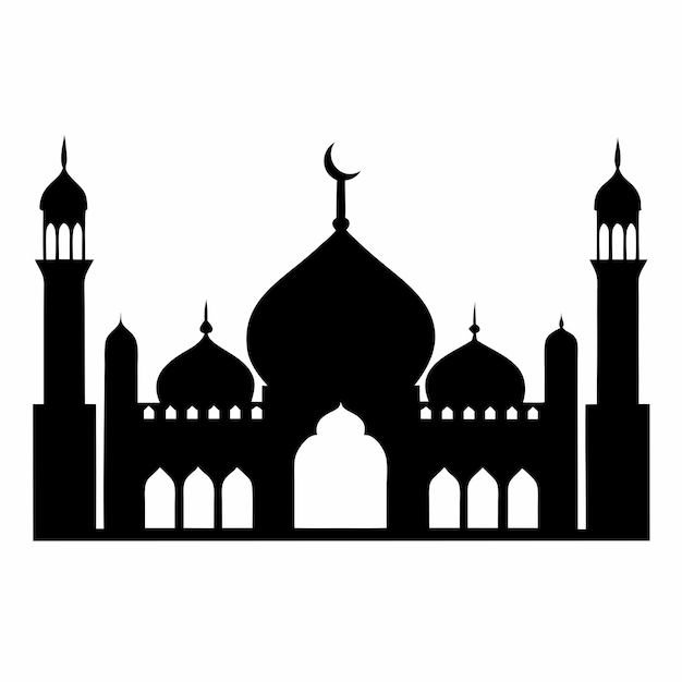 una silueta de Mosque Vector aislada sobre un fondo blanco