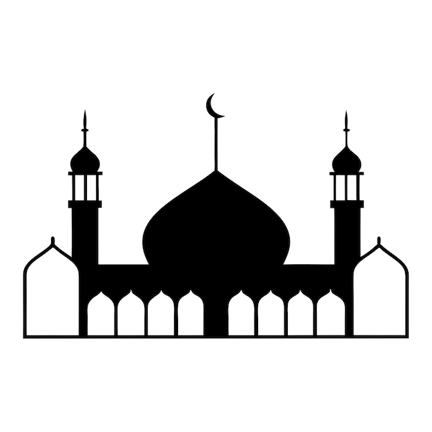 una silueta de Mosque Vector aislada sobre un fondo blanco