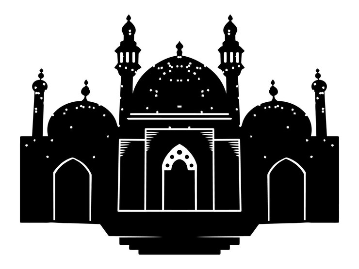 Vector silueta, mosqwe, eiduladha, vector, diseño