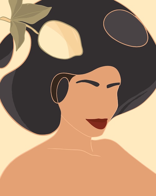 Silueta de mujer abstracta sobre un fondo retro de verano Retrato femenino de moda en colores pastel Póster de arte contemporáneo Gráfico para publicación en redes sociales