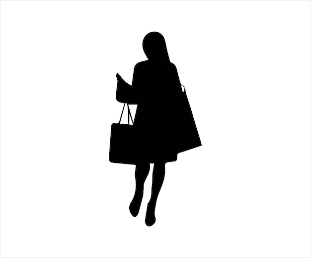 Vector silueta de una mujer con una bolsa ilustración vectorial