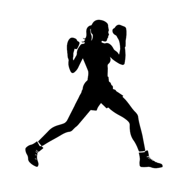 silueta de una mujer boxeadora