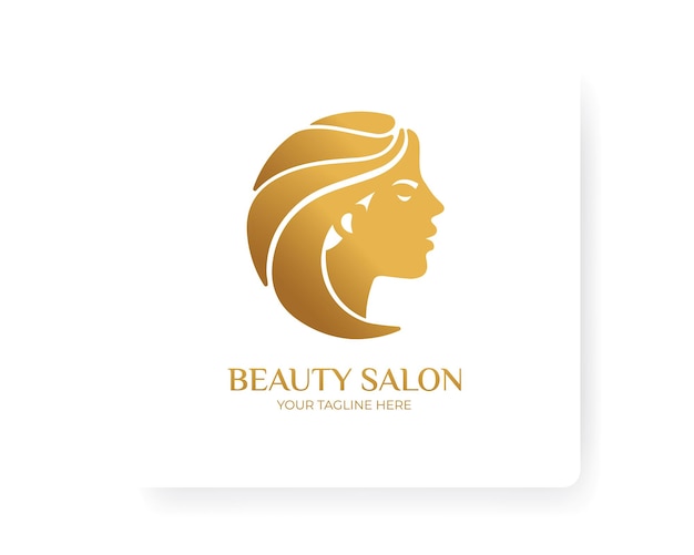 Silueta de mujer de cabello de belleza de lado therapy spa salon cosmetic diseño de logotipo