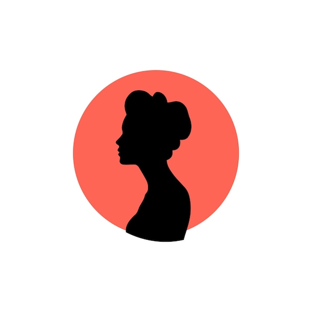 silueta de mujer en círculo rojo