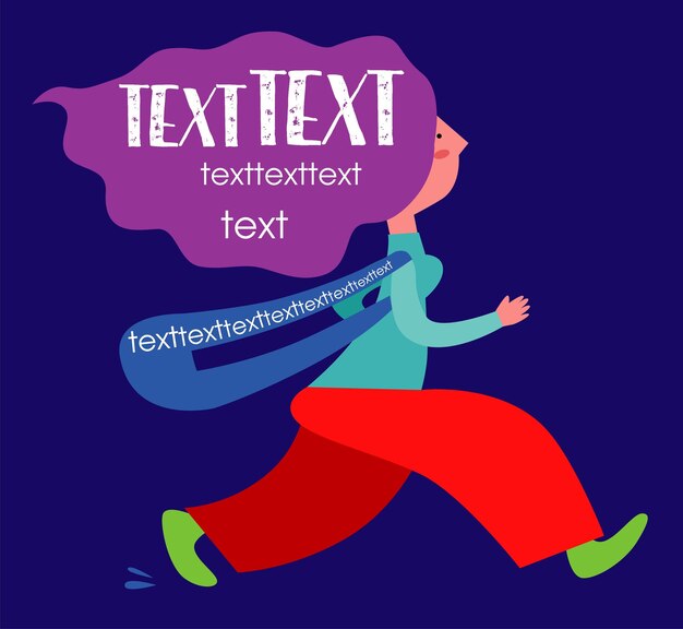 Vector silueta de una mujer corriendo elemento de diseño publicitario texto