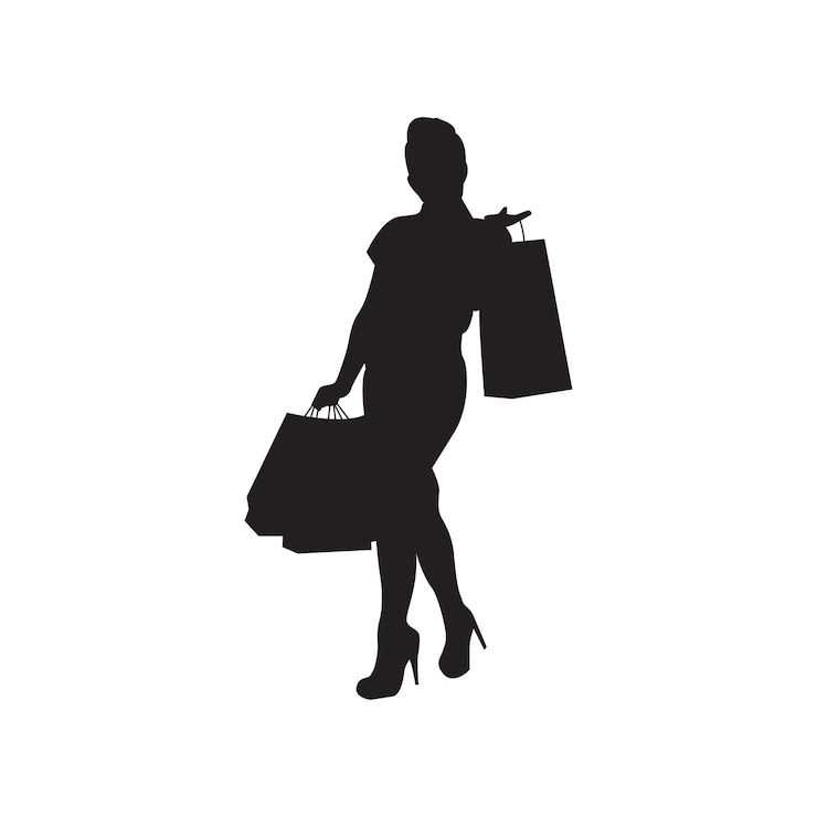 Vector silueta de una mujer haciendo compras